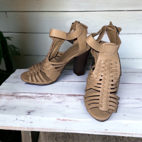 Merona Shoes Targets Merona Tan Strappy Heels Poshmark
